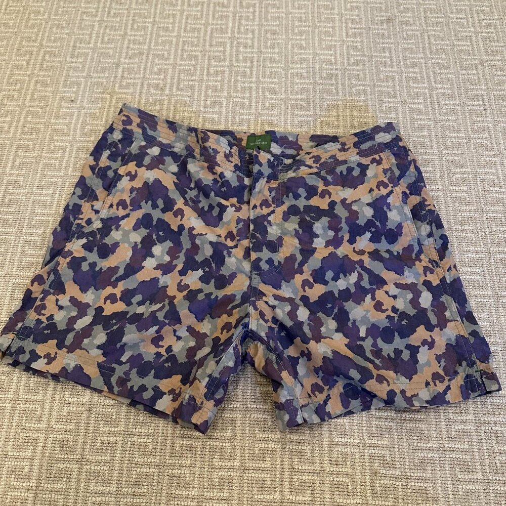 Sid Mashburn Blue, Purple & Tan Camouflage Swim Trunks